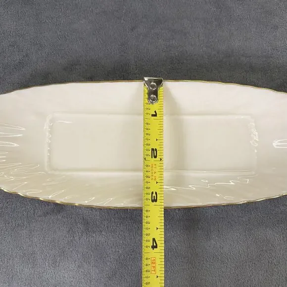 Lenox Butter Tray, Porcelain, 9", 22K Gold Trim, Made in USA, Gold Label Charity - Picture 6 of 7